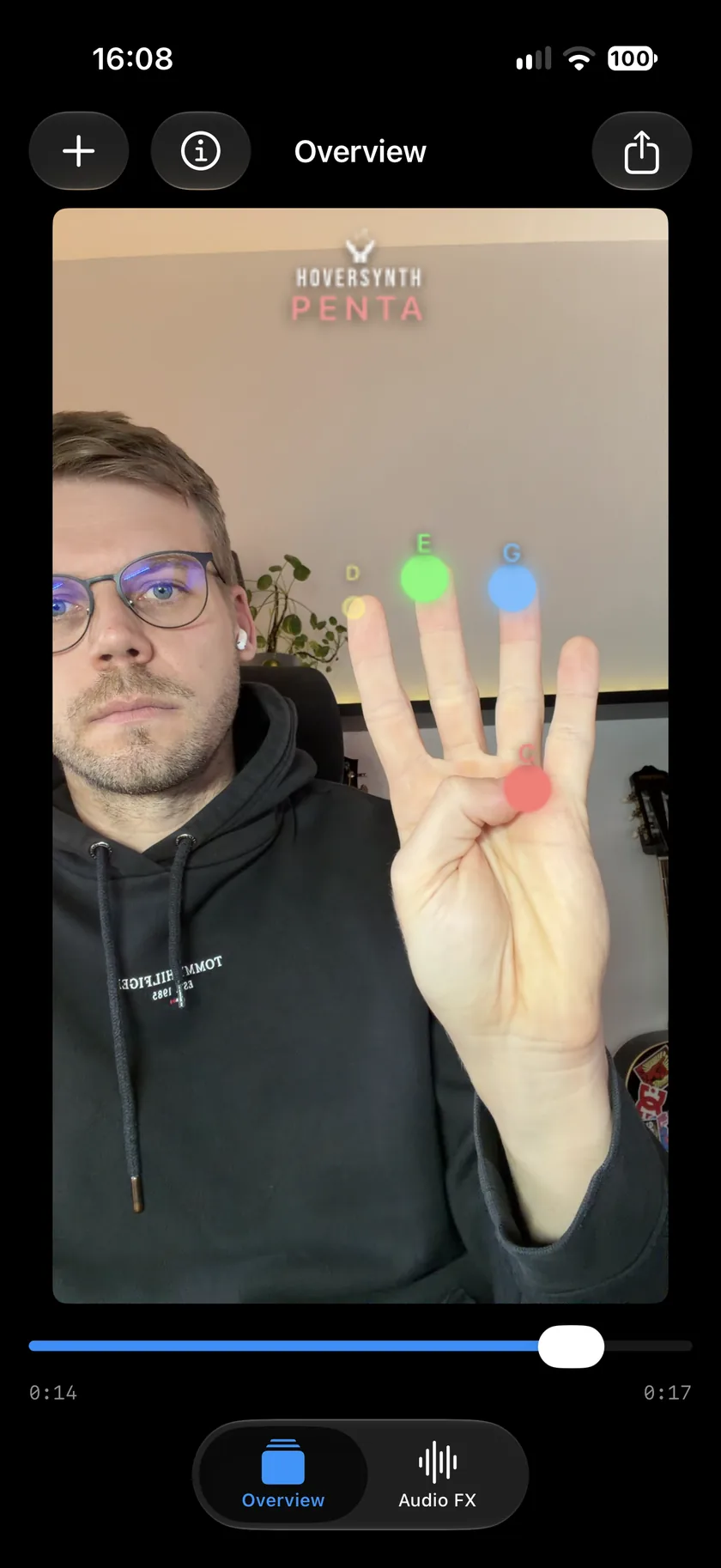 HoverSynth on an iPhone: the finished take, ready to post